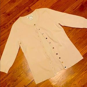 Cream Cardigan with Silver-tone Buttons